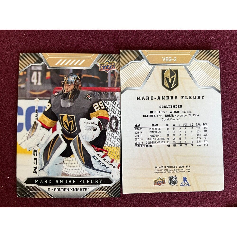 MARC-ANDRE FLEURY 2019-20 Upper Deck PROMO Arena Card #VEG-2 Golden Knights